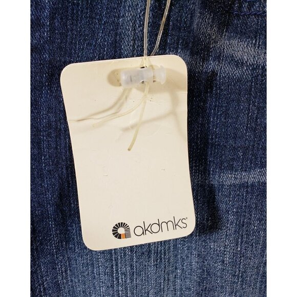 AKADEMIKS AKDMKS STAR LOGO Jean Sz 34 Logo Spell Out Boot Cut High Rise Blue NEW - Picture 7 of 12